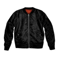 Philippines Barong Style Sleeve Zip Bomber Jacket with Polynesian Art and Leaf Motif Black Color