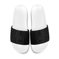 Philippines Barong Style Slide Sandals with Polynesian Art and Leaf Motif Black Color LT03 Black - Polynesian Pride