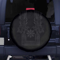 Philippines Barong Style Spare Tire Cover with Polynesian Art and Leaf Motif Black Color LT03 No hole Black - Polynesian Pride