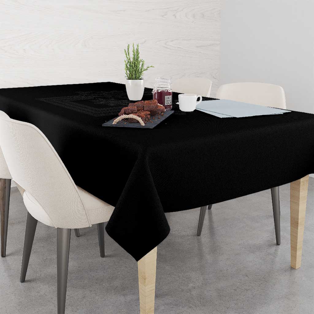 Philippines Barong Style Tablecloth with Polynesian Art and Leaf Motif Black Color LT03 - Polynesian Pride