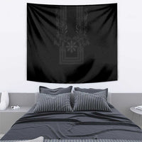 Philippines Barong Style Tapestry with Polynesian Art and Leaf Motif Black Color LT03 - Polynesian Pride