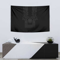 Philippines Barong Style Tapestry with Polynesian Art and Leaf Motif Black Color LT03 - Polynesian Pride