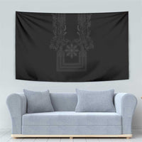 Philippines Barong Style Tapestry with Polynesian Art and Leaf Motif Black Color LT03 - Polynesian Pride