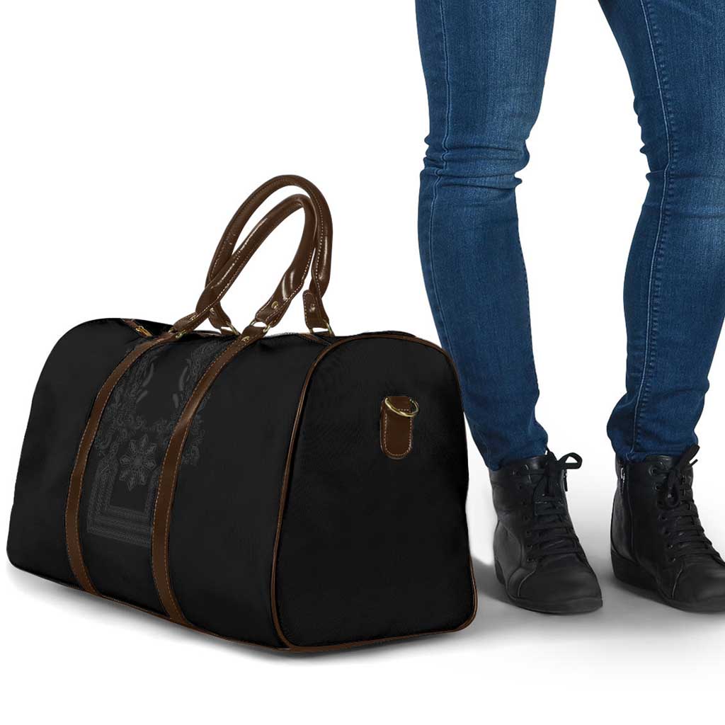 Philippines Barong Style Travel Bag with Polynesian Art and Leaf Motif Black Color LT03 - Polynesian Pride
