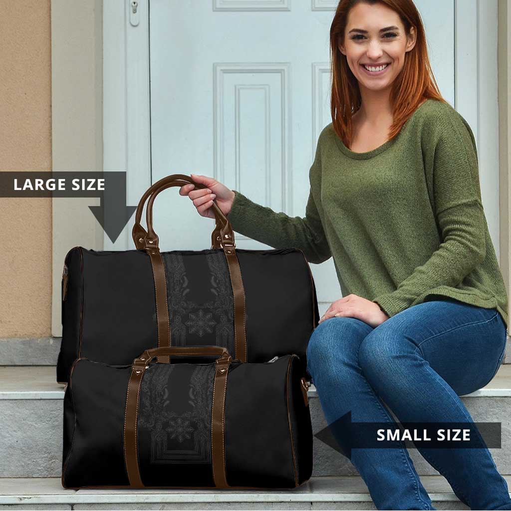 Philippines Barong Style Travel Bag with Polynesian Art and Leaf Motif Black Color LT03 - Polynesian Pride