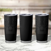 Philippines Barong Style Tumbler Cup with Polynesian Art and Leaf Motif Black Color LT03 - Polynesian Pride