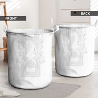 Philippines Barong Style Laundry Basket with Polynesian Art and Leaf Motif White Color LT03 - Polynesian Pride