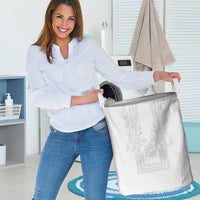 Philippines Barong Style Laundry Basket with Polynesian Art and Leaf Motif White Color LT03 - Polynesian Pride