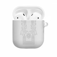 Philippines Barong Style AirPods Case with Polynesian Art and Leaf Motif White Color