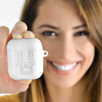 Philippines Barong Style AirPods Case with Polynesian Art and Leaf Motif White Color