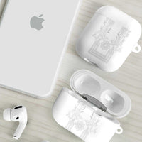 Philippines Barong Style AirPods Case with Polynesian Art and Leaf Motif White Color