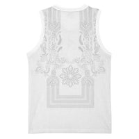 Philippines Barong Style Basketball Jersey with Polynesian Art and Leaf Motif White Color LT03 - Polynesian Pride