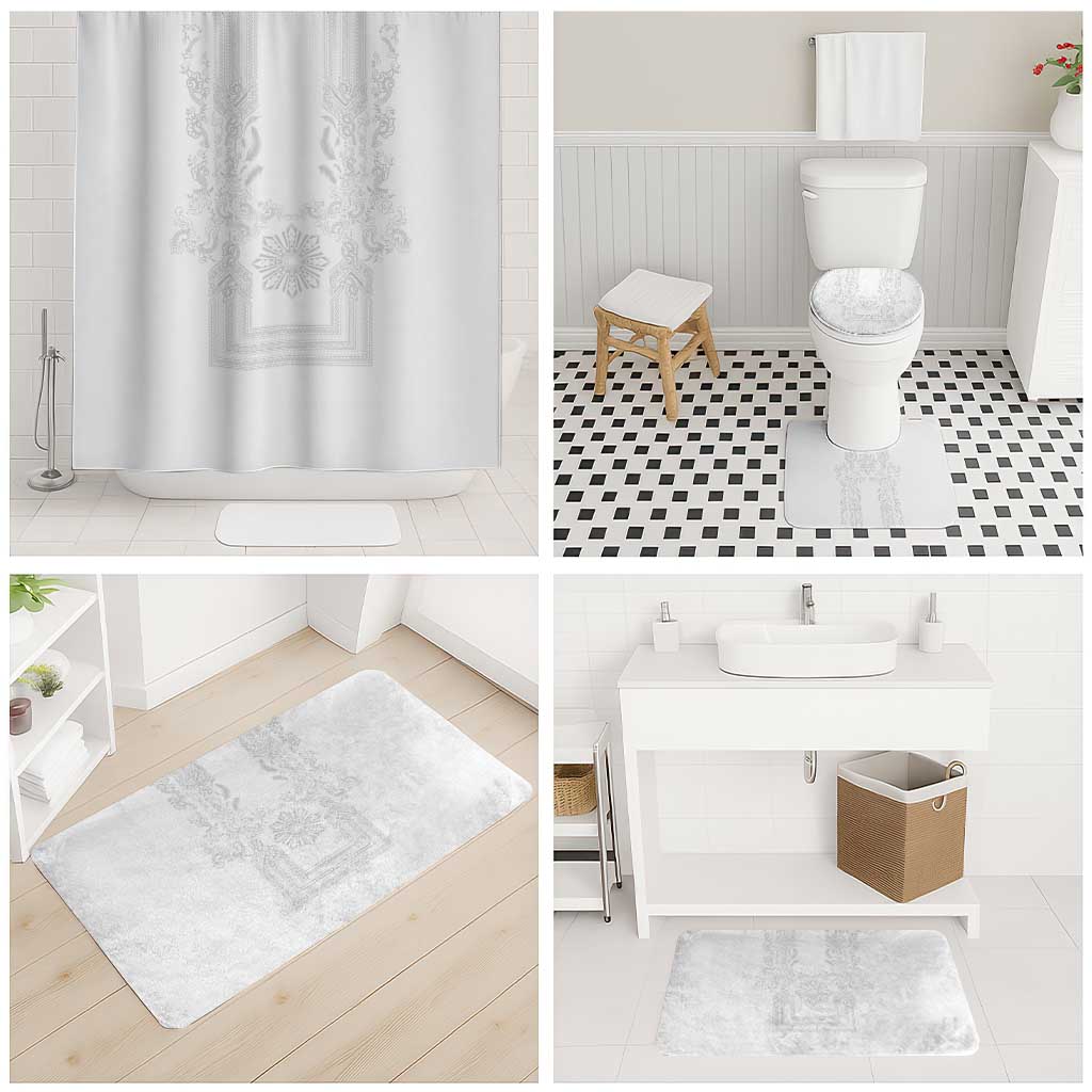 Philippines Barong Style Bathroom Set with Polynesian Art and Leaf Motif White Color LT03 - Polynesian Pride