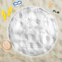 Philippines Barong Style Beach Blanket with Polynesian Art and Leaf Motif White Color LT03 One Size 150cm White - Polynesian Pride