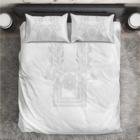 Philippines Barong Style Bedding Set with Polynesian Art and Leaf Motif White Color LT03 White - Polynesian Pride