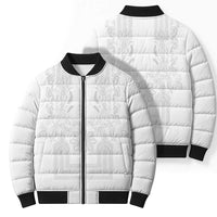 Philippines Barong Style Bomber Puffer Jacket with Polynesian Art and Leaf Motif White Color LT03 - Polynesian Pride
