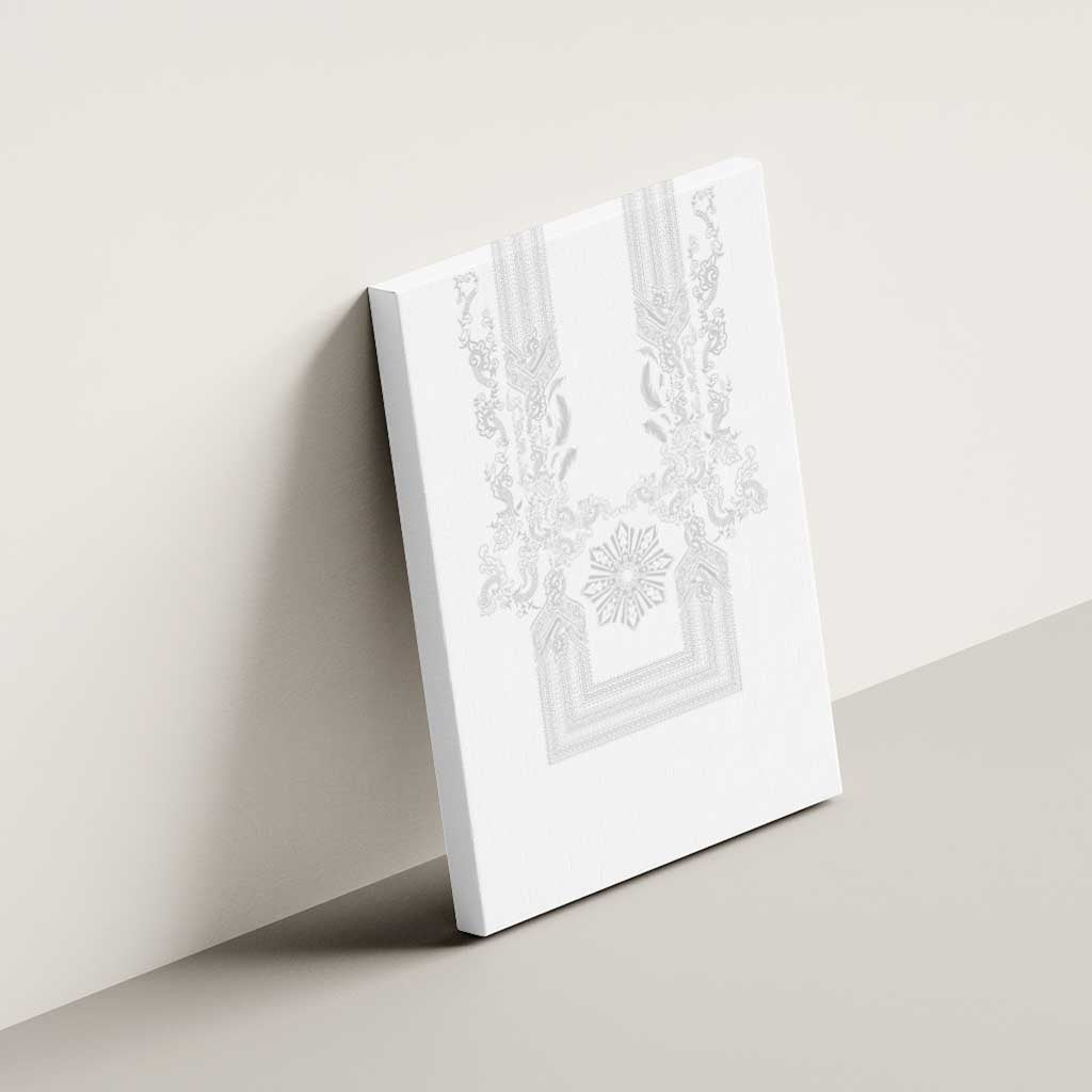 Philippines Barong Style Canvas Wall Art with Polynesian Art and Leaf Motif White Color LT03 - Polynesian Pride