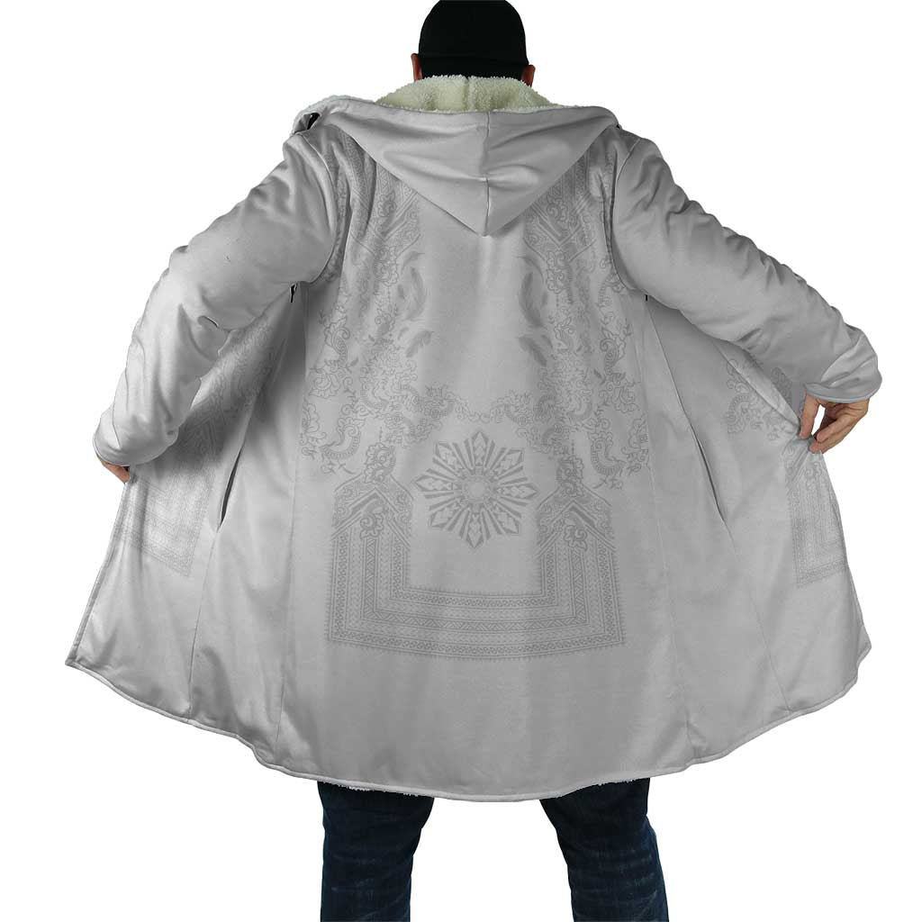 Philippines Barong Style Cloak with Polynesian Art and Leaf Motif White Color LT03 - Polynesian Pride