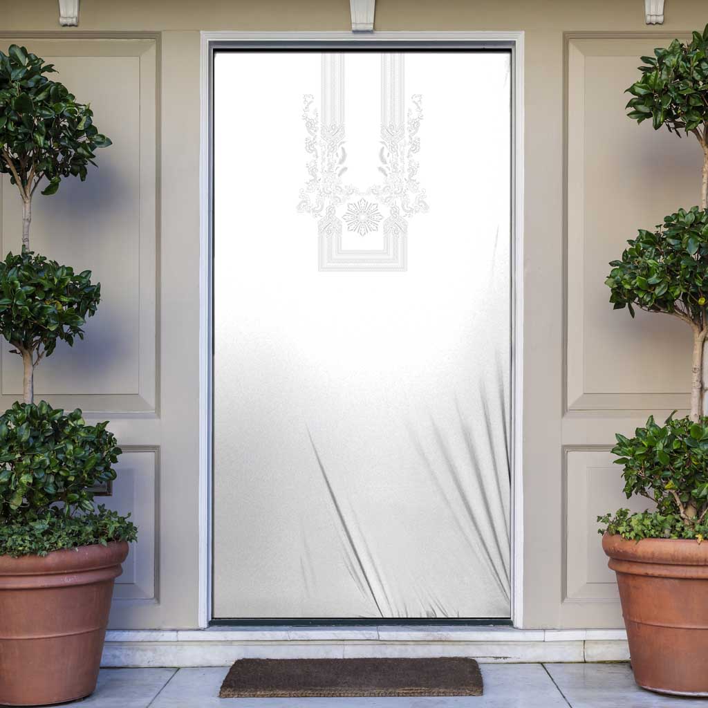Philippines Barong Style Door Cover with Polynesian Art and Leaf Motif White Color LT03 White - Polynesian Pride