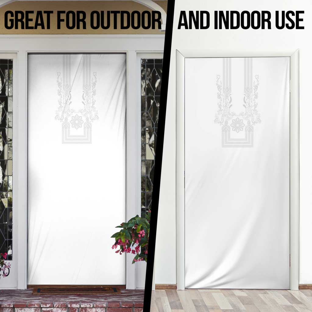 Philippines Barong Style Door Cover with Polynesian Art and Leaf Motif White Color LT03 - Polynesian Pride