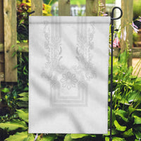 Philippines Barong Style Garden Flag with Polynesian Art and Leaf Motif White Color