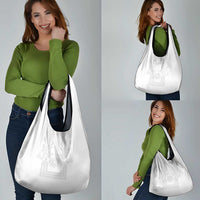 Philippines Barong Style Grocery Bag with Polynesian Art and Leaf Motif White Color