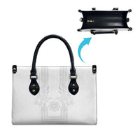 Philippines Barong Style Leather Bag with Polynesian Art and Leaf Motif White Color LT03 - Polynesian Pride