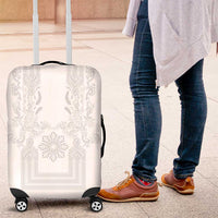 Philippines Barong Style Luggage Cover with Polynesian Art and Leaf Motif White Color LT03 White - Polynesian Pride