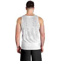 Philippines Barong Style Men Tank Top with Polynesian Art and Leaf Motif White Color LT03 - Polynesian Pride
