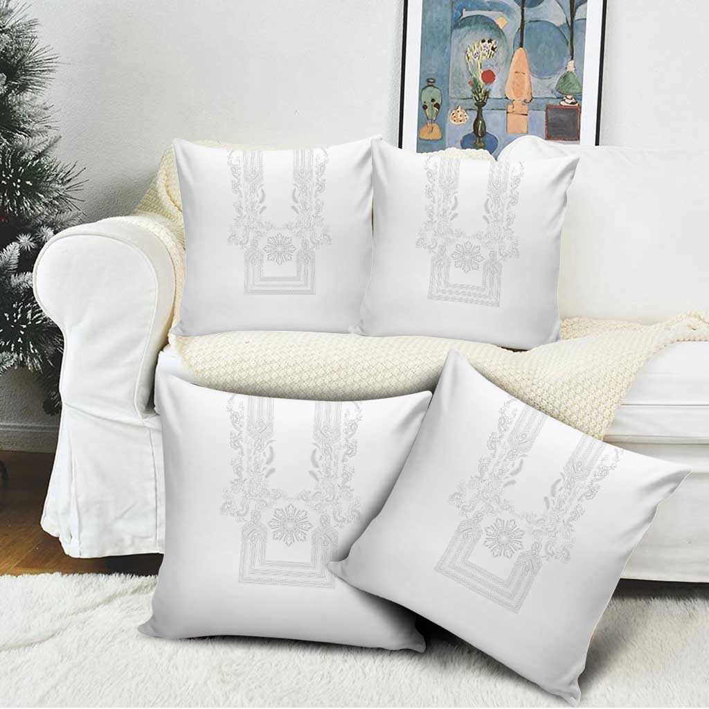 Philippines Barong Style Pillow Cover with Polynesian Art and Leaf Motif White Color LT03 - Polynesian Pride