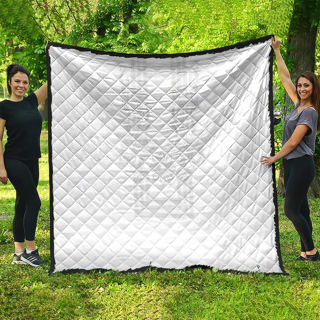 Philippines Barong Style Quilt with Polynesian Art and Leaf Motif White Color LT03 - Polynesian Pride