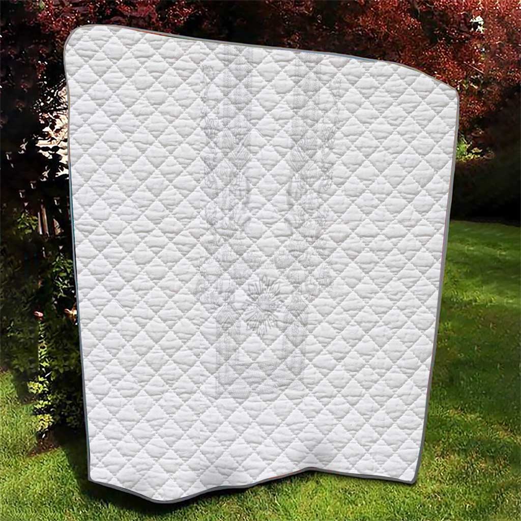 Philippines Barong Style Quilt with Polynesian Art and Leaf Motif White Color LT03 - Polynesian Pride