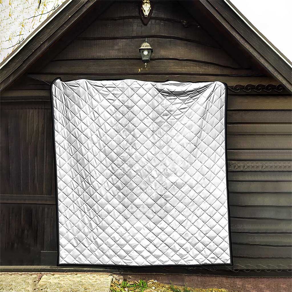 Philippines Barong Style Quilt with Polynesian Art and Leaf Motif White Color LT03 - Polynesian Pride