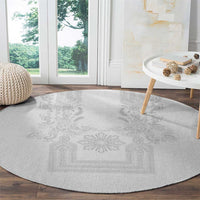 Philippines Barong Style Round Carpet with Polynesian Art and Leaf Motif White Color LT03 - Polynesian Pride