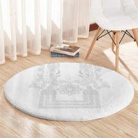Philippines Barong Style Round Carpet with Polynesian Art and Leaf Motif White Color LT03 - Polynesian Pride