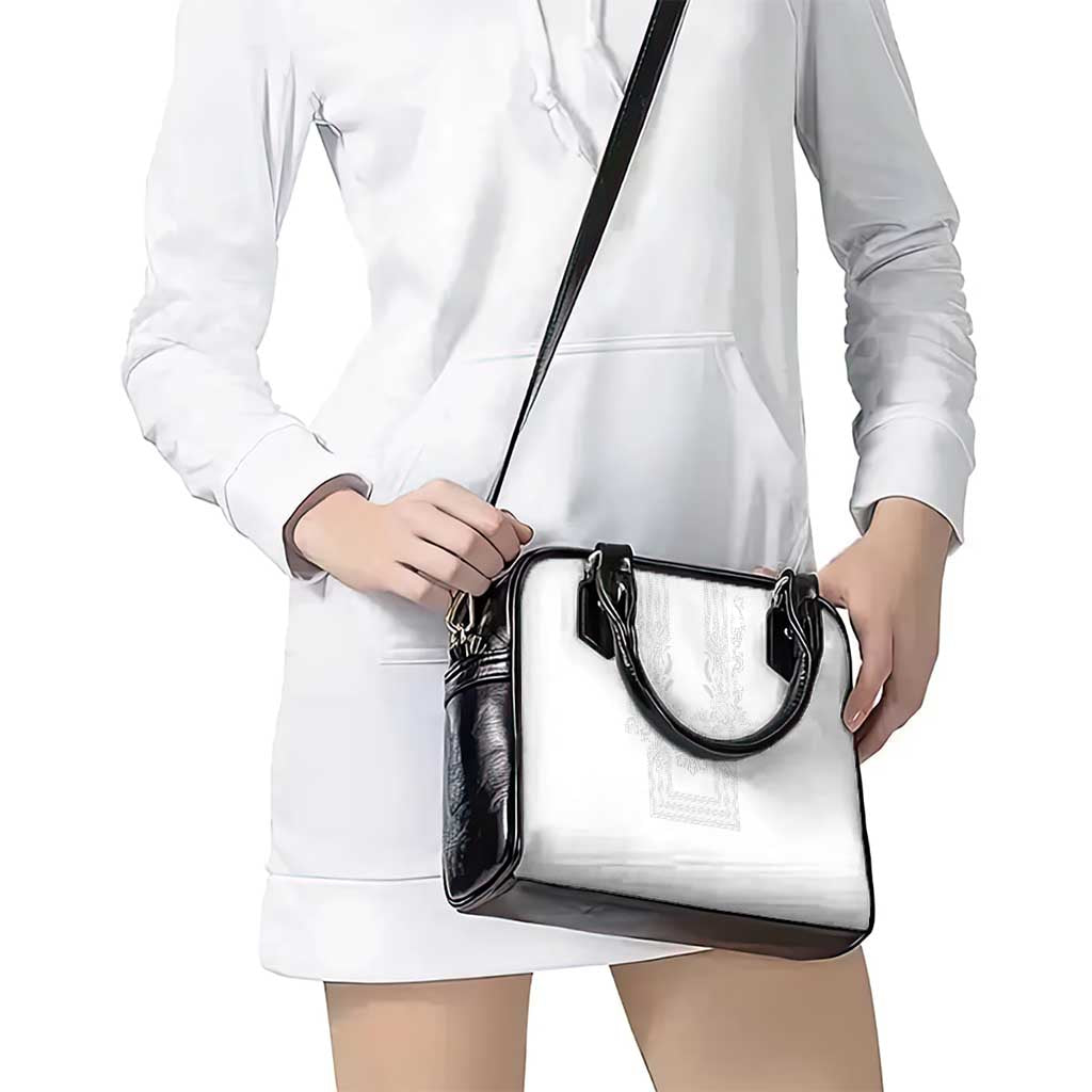 Philippines Barong Style Shoulder Handbag with Polynesian Art and Leaf Motif White Color LT03 - Polynesian Pride