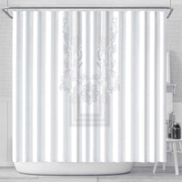 Philippines Barong Style Shower Curtain with Polynesian Art and Leaf Motif White Color LT03 - Polynesian Pride