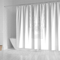 Philippines Barong Style Shower Curtain with Polynesian Art and Leaf Motif White Color LT03 - Polynesian Pride