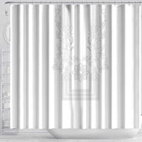 Philippines Barong Style Shower Curtain with Polynesian Art and Leaf Motif White Color LT03 - Polynesian Pride