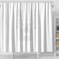 Philippines Barong Style Shower Curtain with Polynesian Art and Leaf Motif White Color LT03 - Polynesian Pride