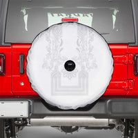 Philippines Barong Style Spare Tire Cover with Polynesian Art and Leaf Motif White Color LT03 - Polynesian Pride