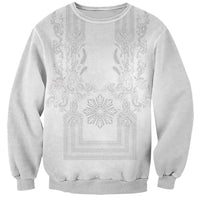 Philippines Barong Style Sweatshirt with Polynesian Art and Leaf Motif White Color LT03 Unisex White - Polynesian Pride