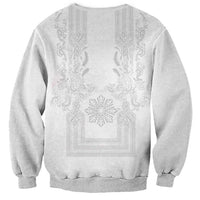 Philippines Barong Style Sweatshirt with Polynesian Art and Leaf Motif White Color LT03 - Polynesian Pride