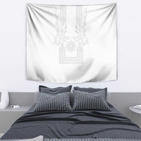 Philippines Barong Style Tapestry with Polynesian Art and Leaf Motif White Color LT03 - Polynesian Pride