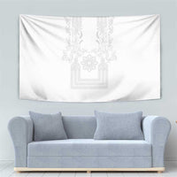 Philippines Barong Style Tapestry with Polynesian Art and Leaf Motif White Color LT03 - Polynesian Pride