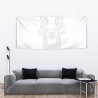 Philippines Barong Style Tapestry with Polynesian Art and Leaf Motif White Color LT03 - Polynesian Pride