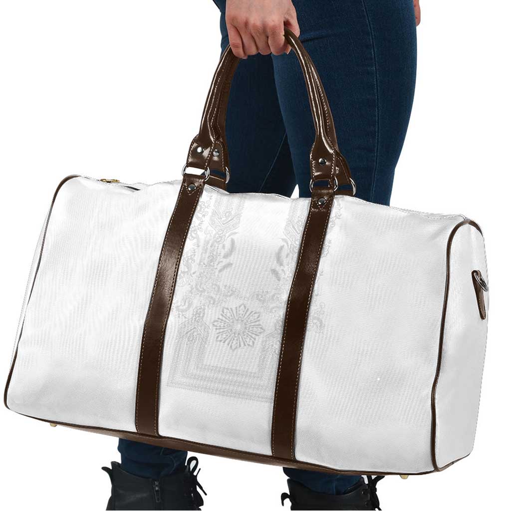 Philippines Barong Style Travel Bag with Polynesian Art and Leaf Motif White Color LT03 - Polynesian Pride