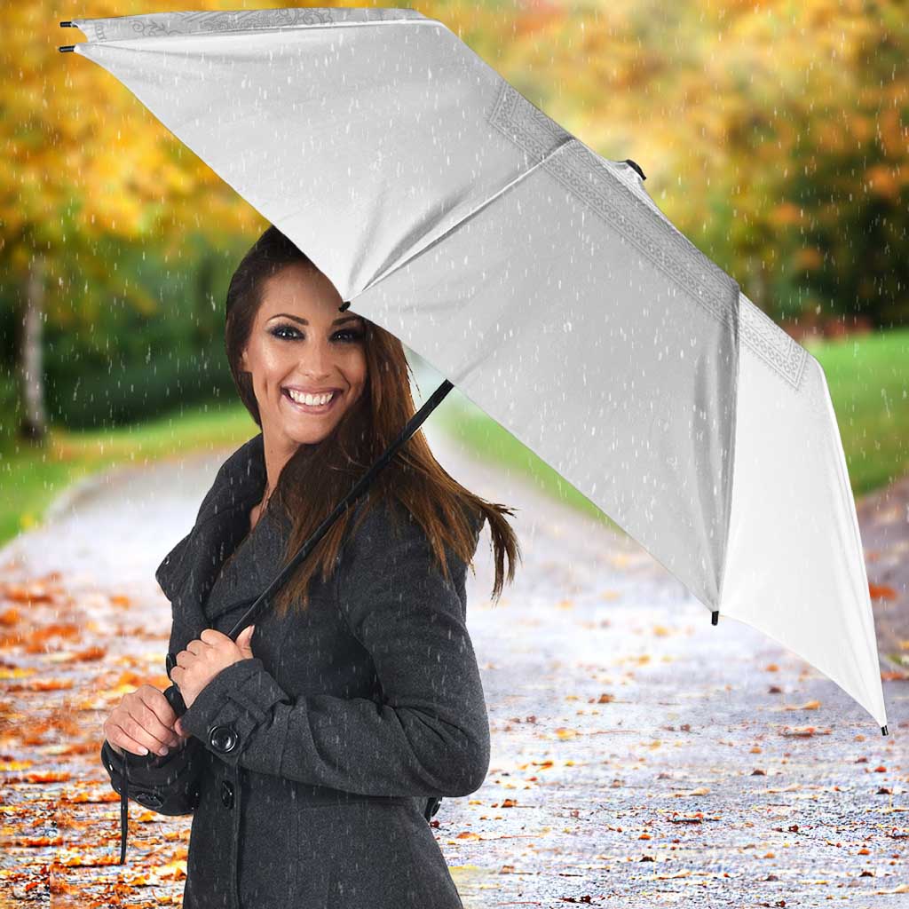 Philippines Barong Style Umbrella with Polynesian Art and Leaf Motif White Color LT03 - Polynesian Pride