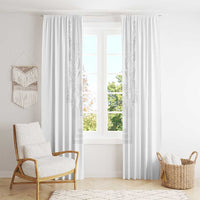 Philippines Barong Style Window Curtain with Polynesian Art and Leaf Motif White Color LT03 - Polynesian Pride