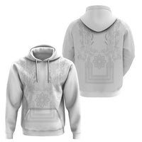 Philippines Barong Style Zip Hoodie with Polynesian Art and Leaf Motif White Color LT03 - Polynesian Pride